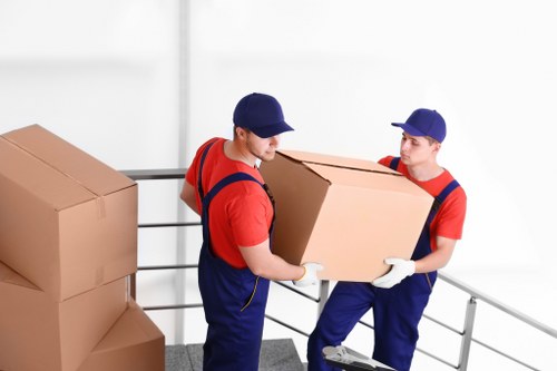 Removal van and packed boxes for a Hillingdon house move