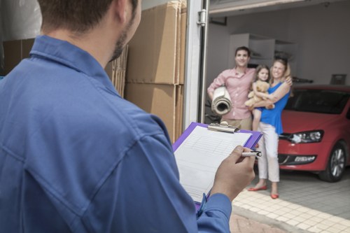 Packed boxes and household items ready for temporary storage in Hillingdon